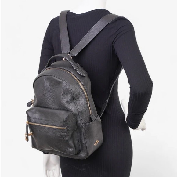 Coach Black Leather Backpack - Picture 1 of 12